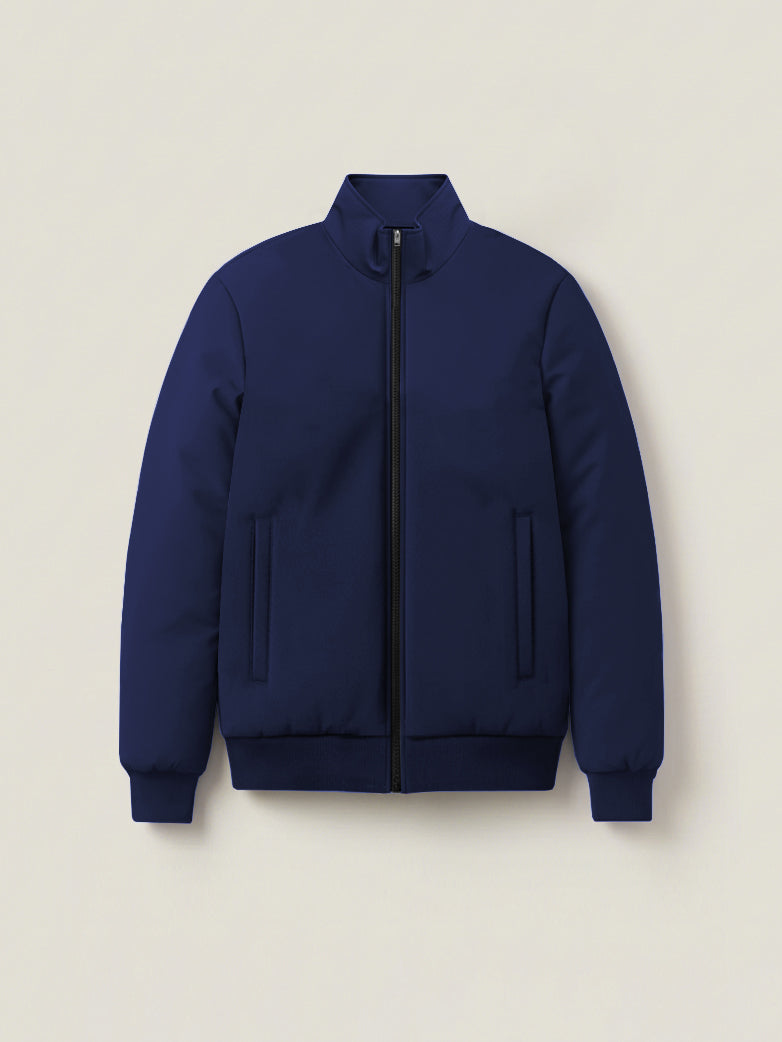 Stylish Puffer Zipper Mockneck Jacket For Men-Dark Navy-BRPH10