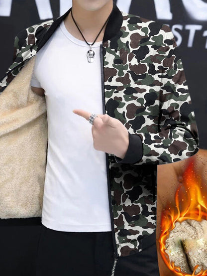 Louis Vicaci Fur Zipper Bomber Jacket For Men-Camouflage-RT1494