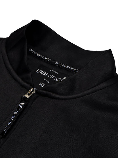 Louis Vicaci Zipper Fur Bomber Jacket For Men-Black-BR1010