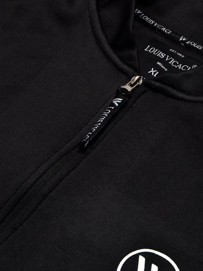 Louis Vicaci Zipper Fur Bomber Jacket For Men-Black-BR1010