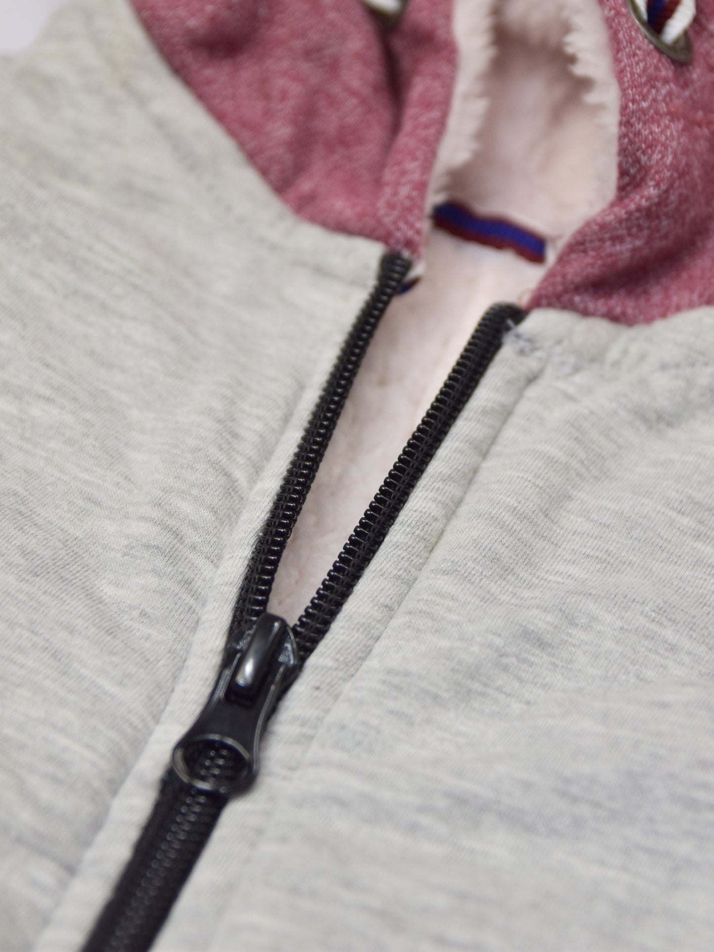 Mango Stylish Inner Fur Zipper Hoodie For Kids-Grey & Light Burgundy Melange-BE148/BR959