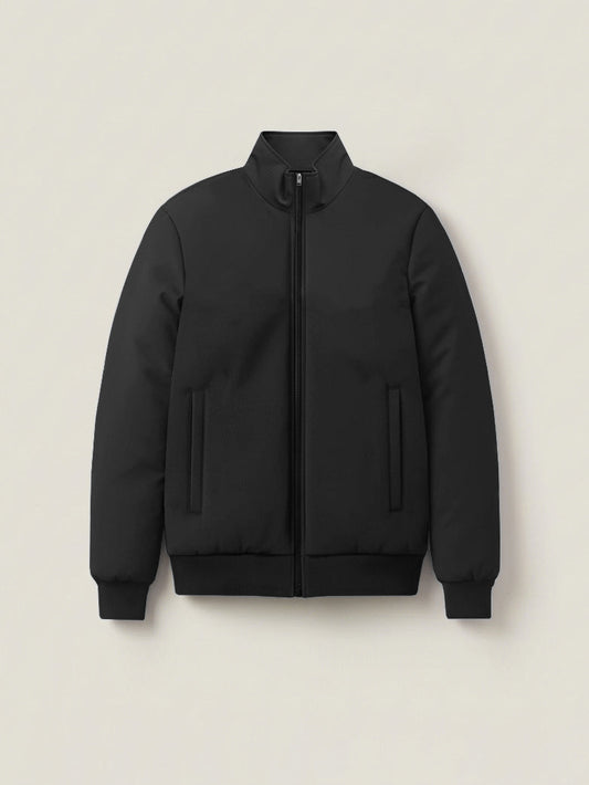 Stylish Puffer Zipper Mockneck Jacket For Men-Black-BRPH12