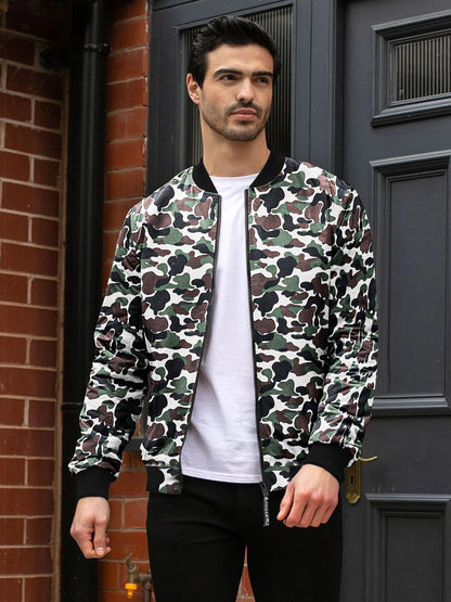 Louis Vicaci Fur Zipper Bomber Jacket For Men-Camouflage-RT1494