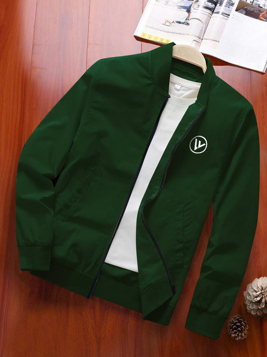 Louis Vicaci Zipper Fur Bomber Jacket For Men-Dark Green-BE1142