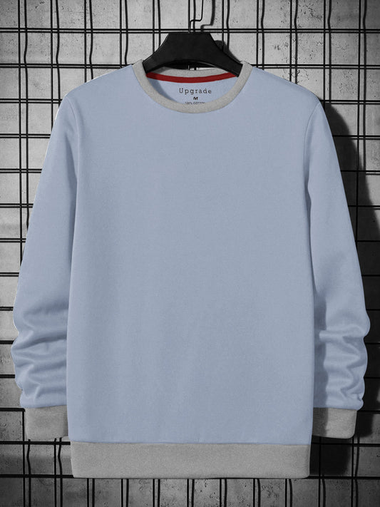 Upgrade Fashion Terry Fleece Funky Style Sweatshirt For Men-Light Blue with Grey Melange-BR14497