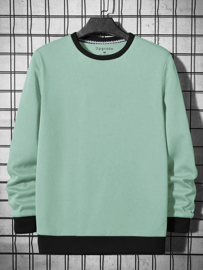 Upgrade Fashion Terry Fleece Funky Style Sweatshirt For Men-Light Cyan Green with Black-BR14479