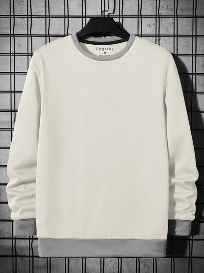 Upgrade Fashion Terry Fleece Funky Style Sweatshirt For Men-Pale White with Grey-BR14612i